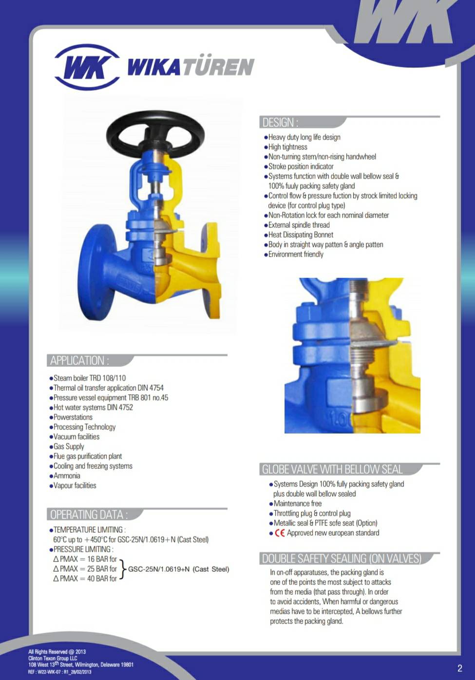 GLOBE VALVE WITH BELLOW SEAL GLAND PACKING TITAN INDUSTECH CO LTD