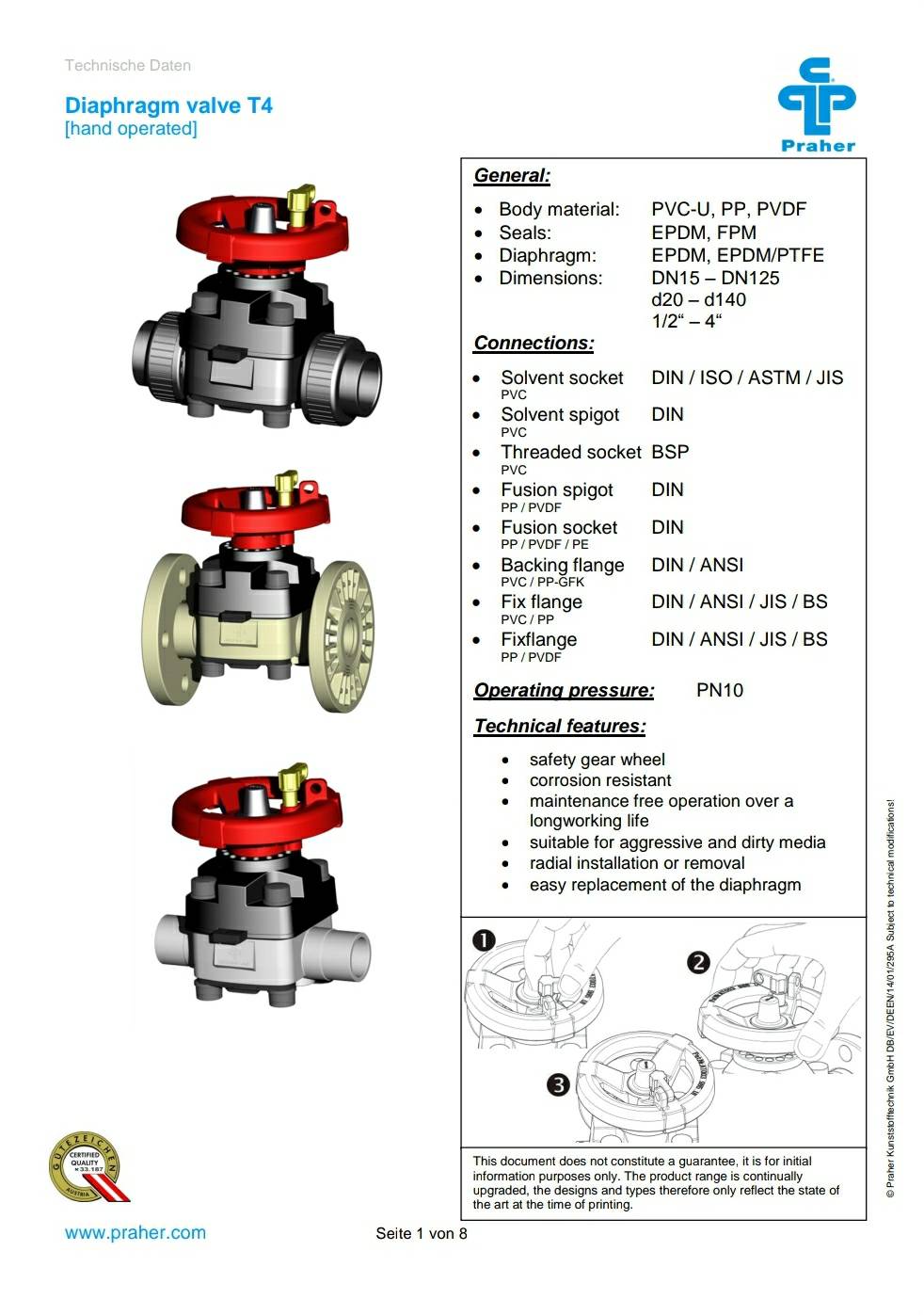 Praher UPVC Diaphragm Valve T4 TITAN INDUSTECH CO LTD VALVES AND